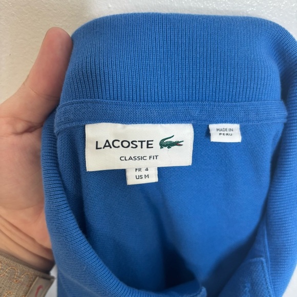 Lacoste Polo Classic Fit Medium Blue Short Sleeve Preppy Quiet Luxury Old Money - Picture 10 of 10